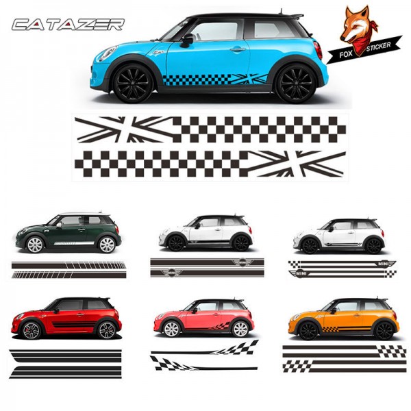 Car Stickers 2pcs Car Styling Side Racing Stripe Skirt Limited Edition Decal Stickers Car Accessaries for MINI